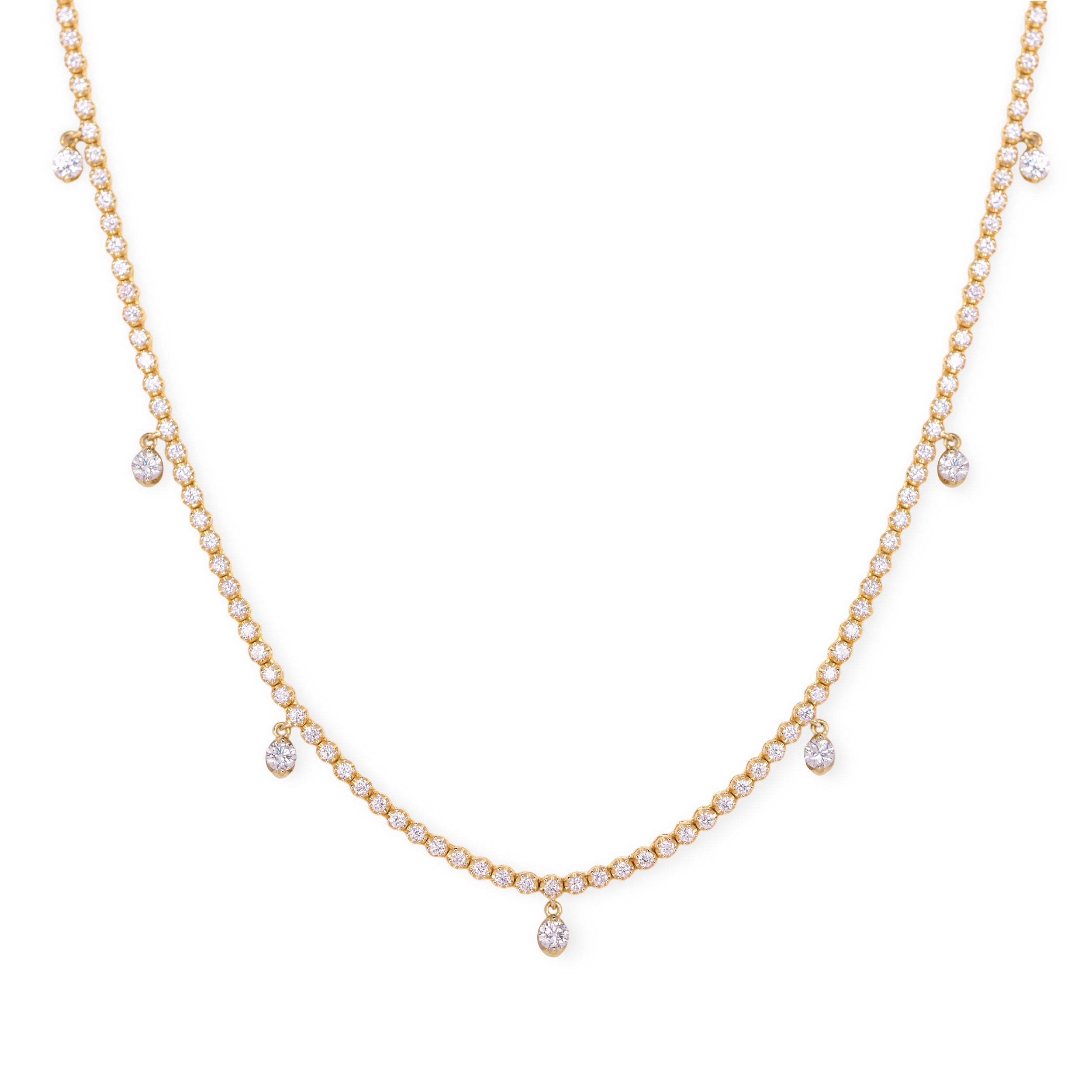 440showroom K18 ダイヤモンド 1.32ct ラウンド フローティング テニスネックレス 18金 ゴールド アップ