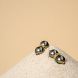 South Sea Pearl Double Pierced Earrings (Ruby) 9.7mm K18 Yellow Gold