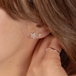 Evence Star ダイヤモンド ピアス K18ピンクゴールド 重ね付け