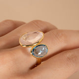 Water Lip - Calm Rose Quartz, Blue Topaz Ring (Sold Out)