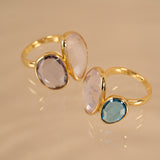 Water Lip - Calm Rose Quartz, Blue Topaz Ring (Sold Out)