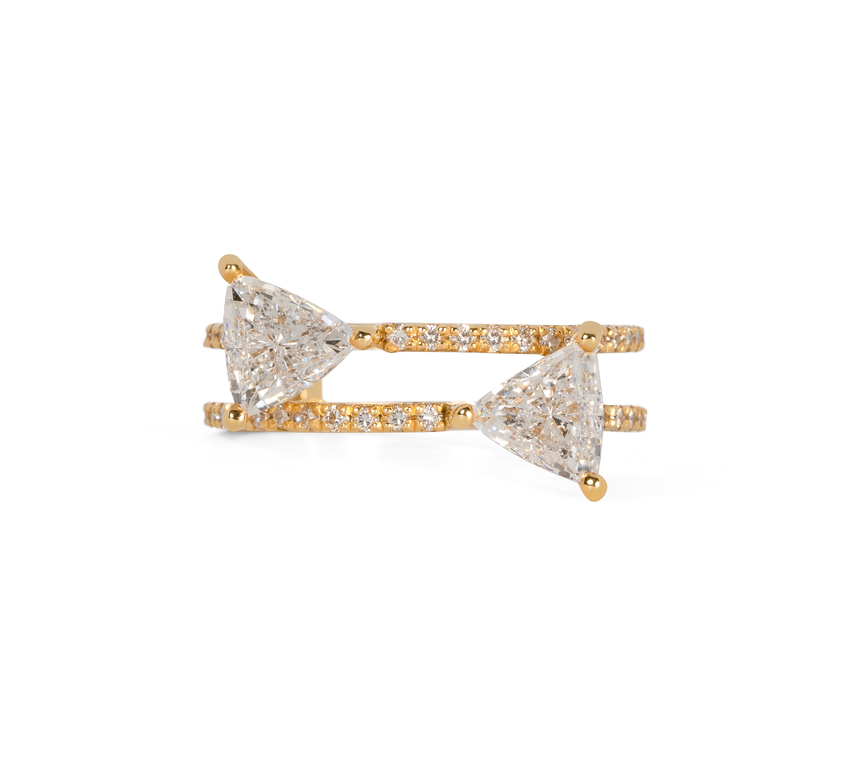 Twins トリリアントカット ダイヤモンド リング K18イエローゴールド 2ct
